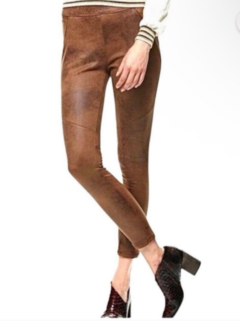 Free People Brown Pull-On faux Suede Skinny Pants/leggings